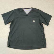 Carhartt Scrub Top Men's Size XL Black V-Neck Short Sleeves Pockets Stretch