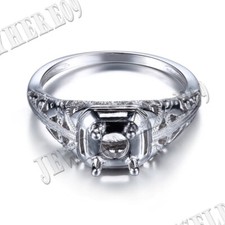 Antique Fine Jewelry Wedding Fine Round 5mm Semi Mount Setting Silver 925 Ring