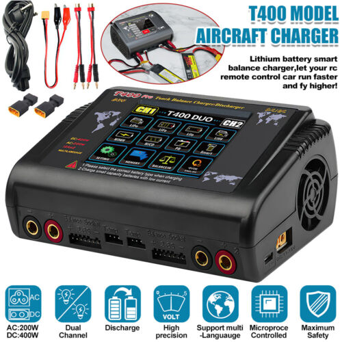 HTRC T400 Pro Lipo Battery Charger DC 400W AC 200W 12Ax2 RC Charger Discharger - Picture 3 of 12