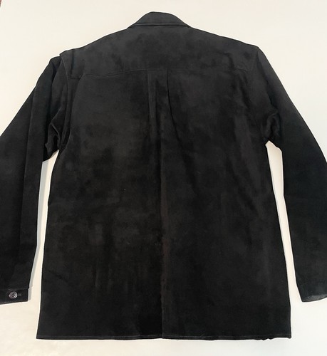 Camisa chaqueta con botones de cuero gamuza vintage para mujer S negra totalmente forrada - Imagen 14 de 15