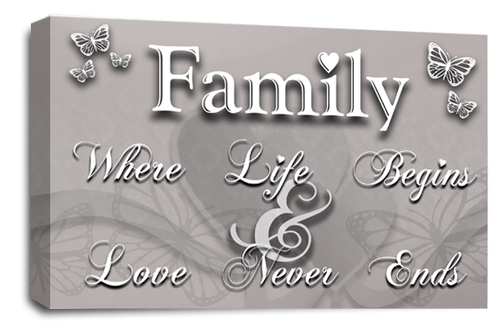Family Quote Canvas Wall Art Print Silver White Love Framed Picture - Picture 5 of 6