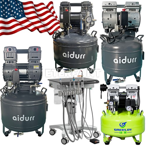 Dental Oil-Free Dental Air Compressor Portable Medical Pump/Delivery Cart Unit 