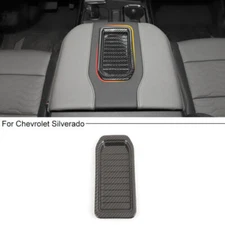 Carbon Fiber Molded Armrest Storage Box Cover Trim For Chevrolet Silverado 2019+
