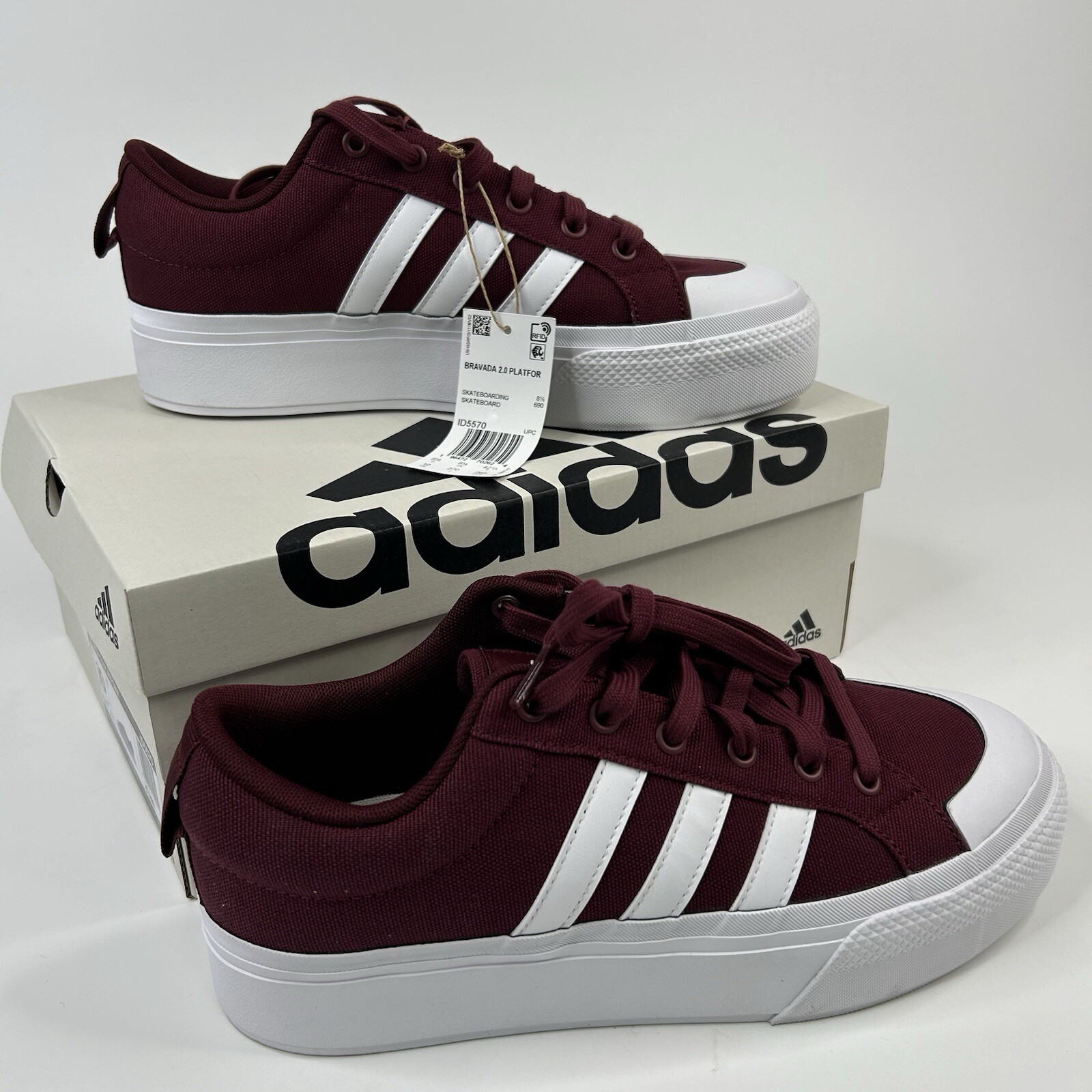 Adidas Bravada 2.0 Platform Shoes Womens Size 10 Shadow Red/Cloud White ID5570