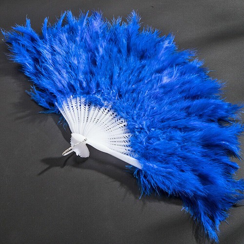 Feather Fans Hand Held Folding Plastic Dance Show Retro Vintage Look Party Decor - Picture 16 of 22