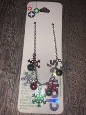Claire  s Little Girls Christmas Holiday red green bell snowflake necklace nwt