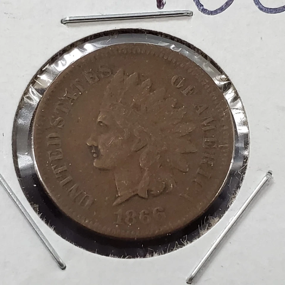 1866 P 1c Copper Nickel Indian Small Cent Penny Coin FS-303 VG Variety - Image 2 of 4