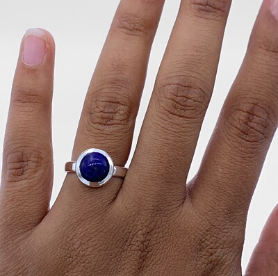 925 gestempelt Sterling Silber Damen Ring Lapislazuli Edelstein Schmuck Geschenk