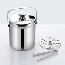 1.3/3L Stainless Steel Ice Bucket with Heat Preservation Includes Tongs