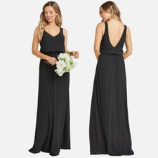 Show Me Your MuMu Kendall Maxi Dress Size Medium Black Chiffon Low Back V Neck