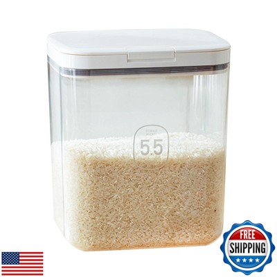 Qiveno Airtight Rice Storage Bin Flour Storage Container 10 Lbs/5.81Qt, Clear