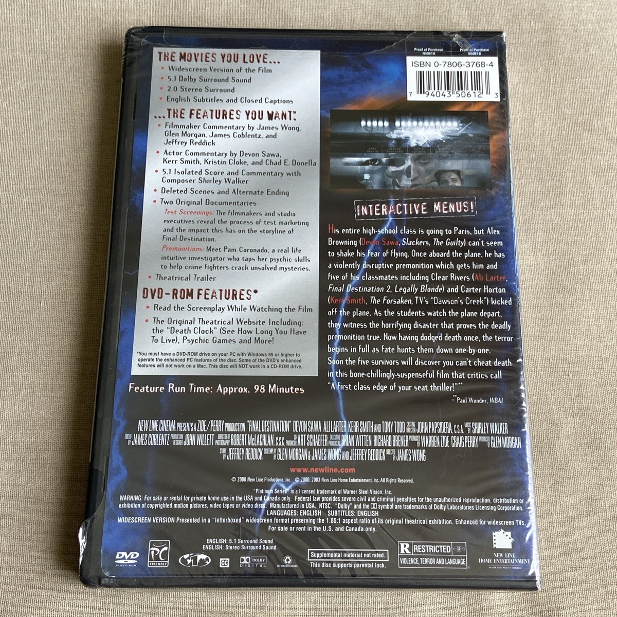 Final Destination (1) (DVD NEW 2000) Horror Thriller Devon Sawa