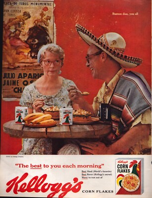 1961 Kelloggs Corn Flakes: Buenos Dias You All Vintage Print Ad