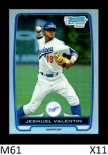 1-2012 BOWMAN CHROME DRAFT REFRACTOR JESMUEL VALENTIN DODGERS QTY AVAILABLE