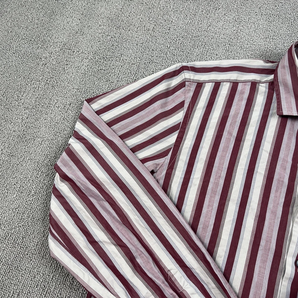 Camisa Thomas Rosa Tamanho 16-41 Listrada Vermelha Manga Longa Luxo Casual Masculina - Imagem 2 de 4