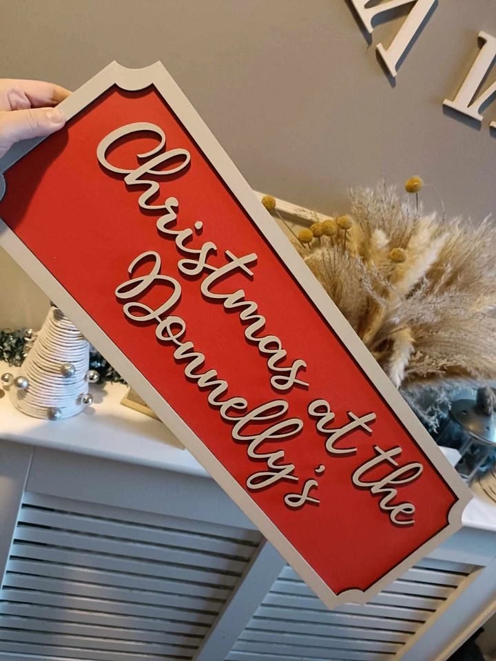 Christmas at the Surname's | Street sign 3D look | personalised wall mount |gift - Image 2 of 4