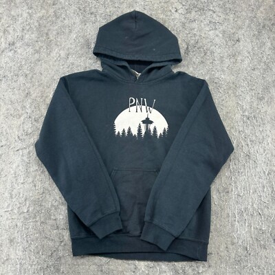 VTG PNW Sweater Mens S Blue Navy White Logo Nature Graphic