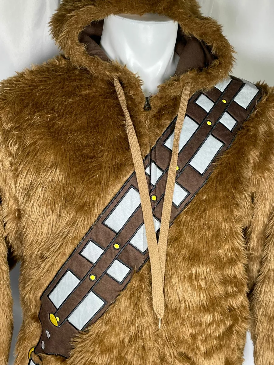 Star Wars Chewbacca Cosplay Costume Furry Hoodie Faux Fur Jacket Men's LARGE