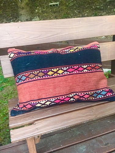 Kilim Rug Pillow cover 25x17"Throw Pillow-Decorative Throw Pillow-Woven Pillow - Picture 7 of 12