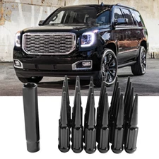 24 PCS Black M14x1.5 Spike Lug Nuts Wheel 4.4" Tall +Key For GMC Yukon 2000-2022