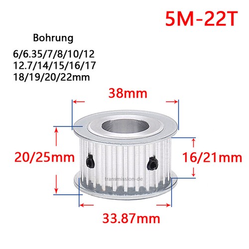 5M Riemenscheibe 10-100 Zähne Zahnrad Kein Schritt für 20mm Breite Zahnriemen - Picture 11 of 27