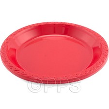 26cm Red Round Plastic Plates Party Event BBQ Buffet Reusable Great Value!