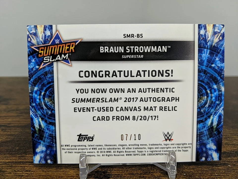 2018 Topps WWE Autografiado SummerSlam Mat Relic SMR-BS Braun Strowman Auto 7/10 Foto 2 de 2