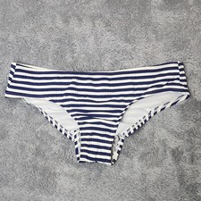 Xhilaration Bikini Bottoms Juniors M 4-6 Navy Stripe Ribbed Cheeky Hipster