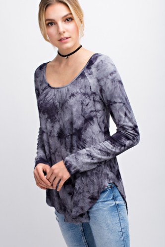 Women's Black/Burgundy Casual Printed Long Sleeve Scoop Neck Hi-Low Blouse Tops - Picture 33 of 48