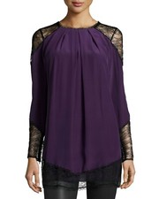ALICE + OLIVIA Gracie Mini Silk Sheath Lace Dress Or Long Blouse XS $595 