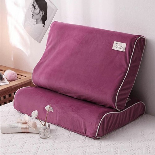 Estuches de almohada de espuma viscoelástica de látex de terciopelo cuello de rebote atención médica color sólido - Imagen 10 de 23
