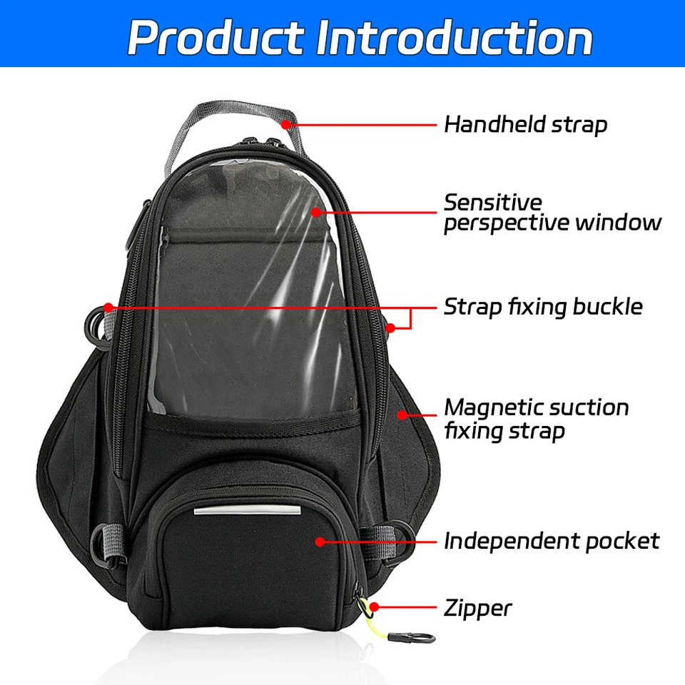 Motorcycle Tank Bag Waterproof Magnetic Motorbike Phone Holder Fuel Saddle Bags Foto 2 de 4