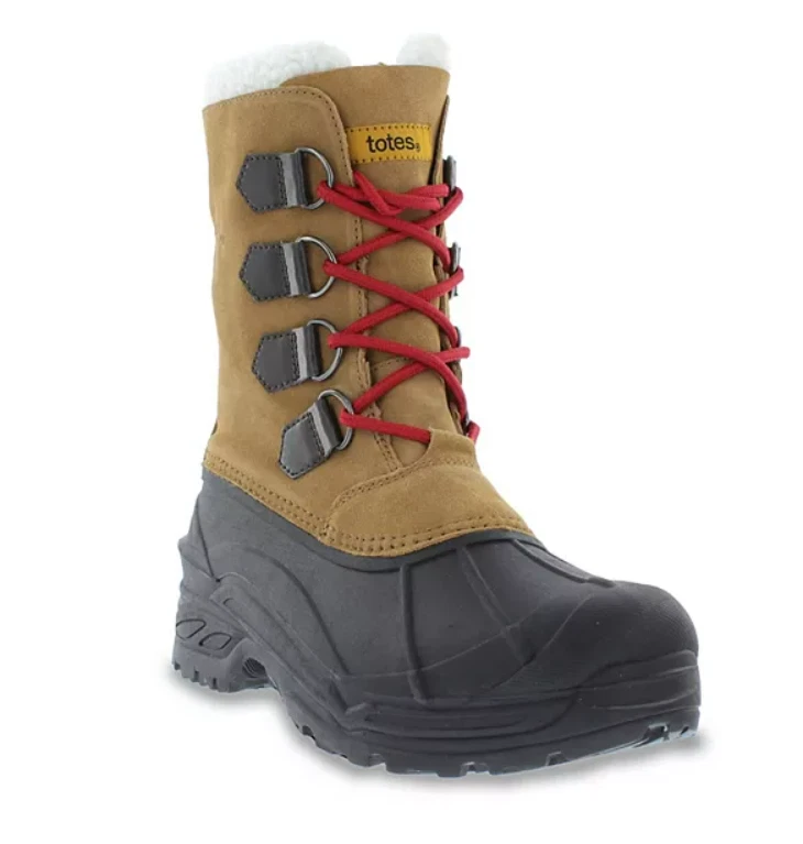 NEW Totes Coastal Men's Tan Waterproof Winter Snow Boots Size 12