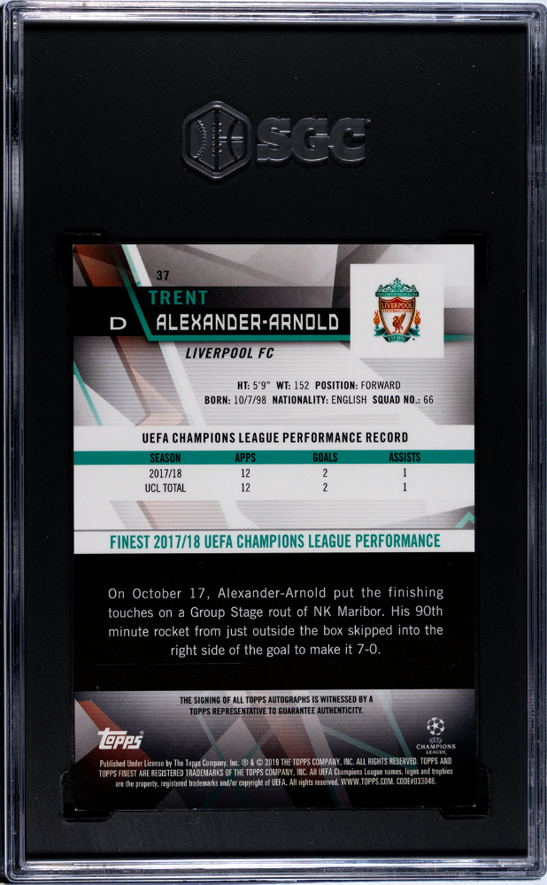18-19シーズン　アーノルド Trent Alexander-Arnold 2018-19 Topps Finest UEFA Auto Orange