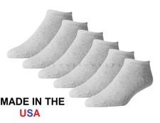 6 or 12 Pairs Mens Sport Series Gray Low Cut / No Show Cotton Socks USA Made