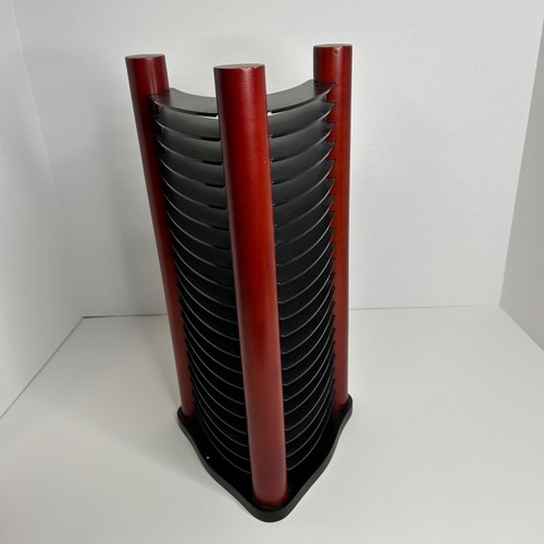Wood Black 20 CD Tower Rack Holder Organizer Futuristic Modern Retro Atlantic - Picture 4 of 6