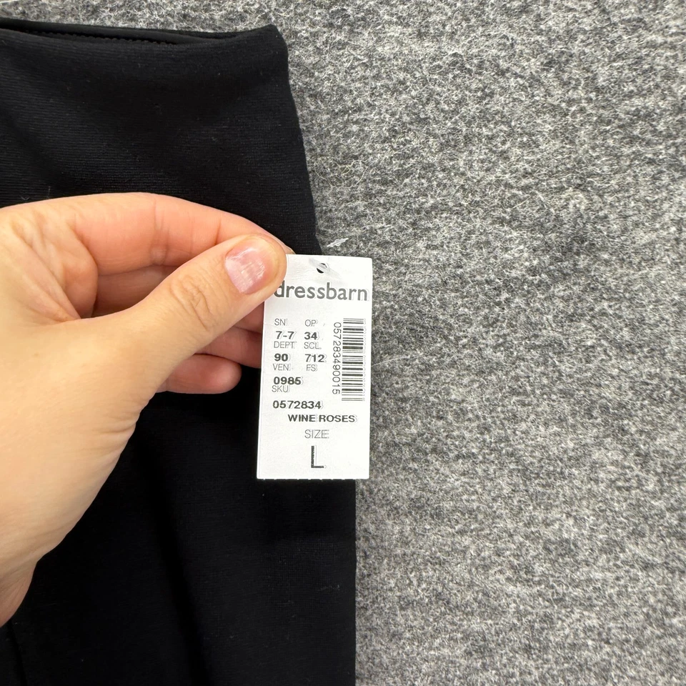 Nuevo Pantalones de Vestir Dressbarn Mujer L Grande Negro Tiro Alto Ajustado Pull On Rayón Foto 2 de 4