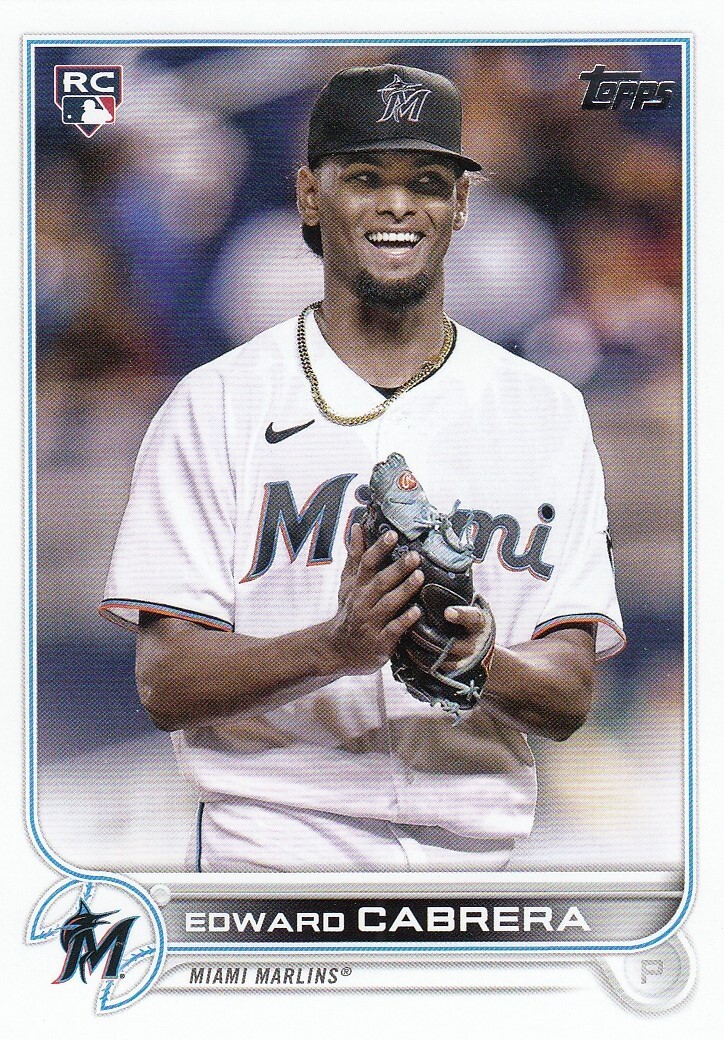 EDWARD CABRERA TOPPS ROOKIE PHOTO VARIATION SHORT PRINT RC MARLINS #566 SP 2022