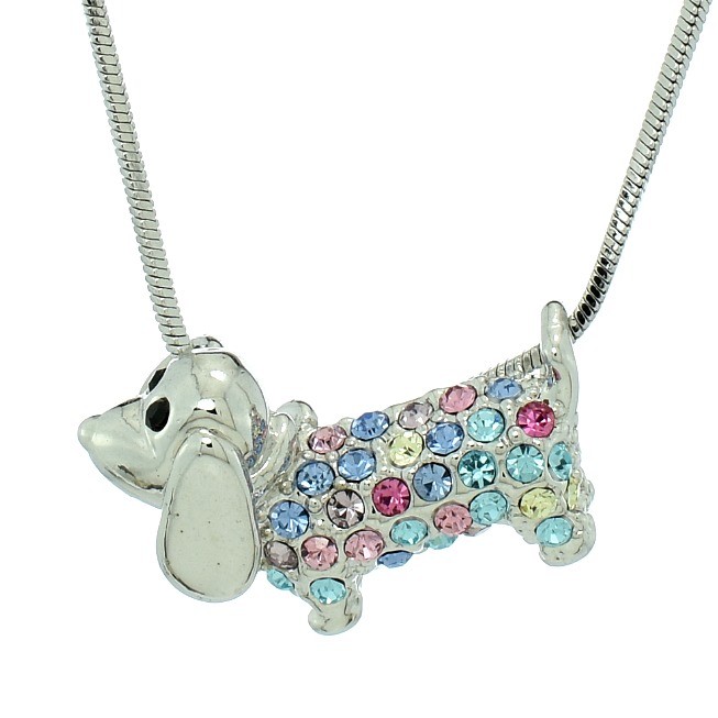 Swarovski Crystal Dog Pendant Necklace 20