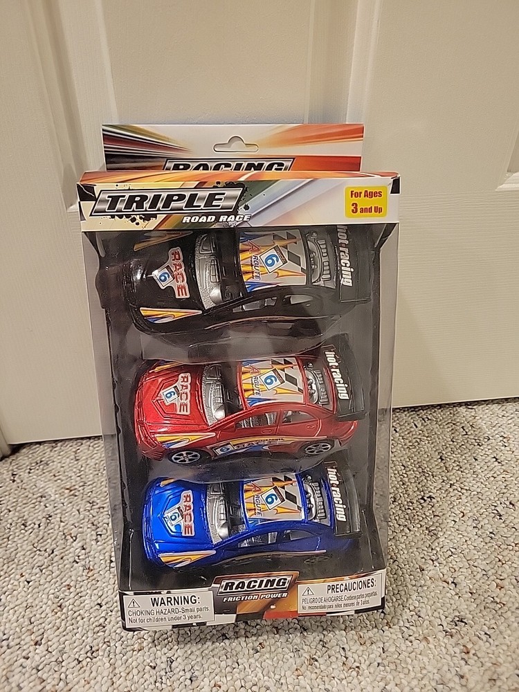 Racing Friction Power Super Triple Road Race Cars Set - Toy Vehicle Collection