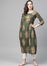 Damen Langes Baumwoll Sommerkleid Gr&uuml;n Farbdruck Bequem & Stylisches Design