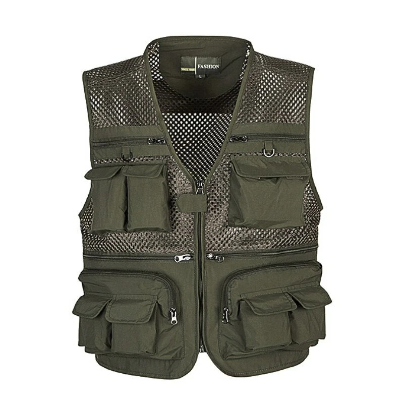 New Chaleco Tactico Sin Mangas Para Hombre Chaqueta De Malla De Muchos Bolsillo