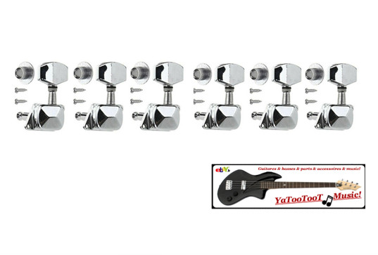 Mécaniques LH semi-closed 6 en ligne chrome guitare gaucher clés accordage luthier