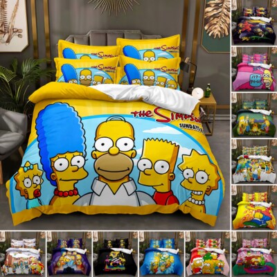 The Simpsons Kinder Bettwäsche Set 3-teilig Steppdecke Bettbezug Schlafsaal Single Double King UK