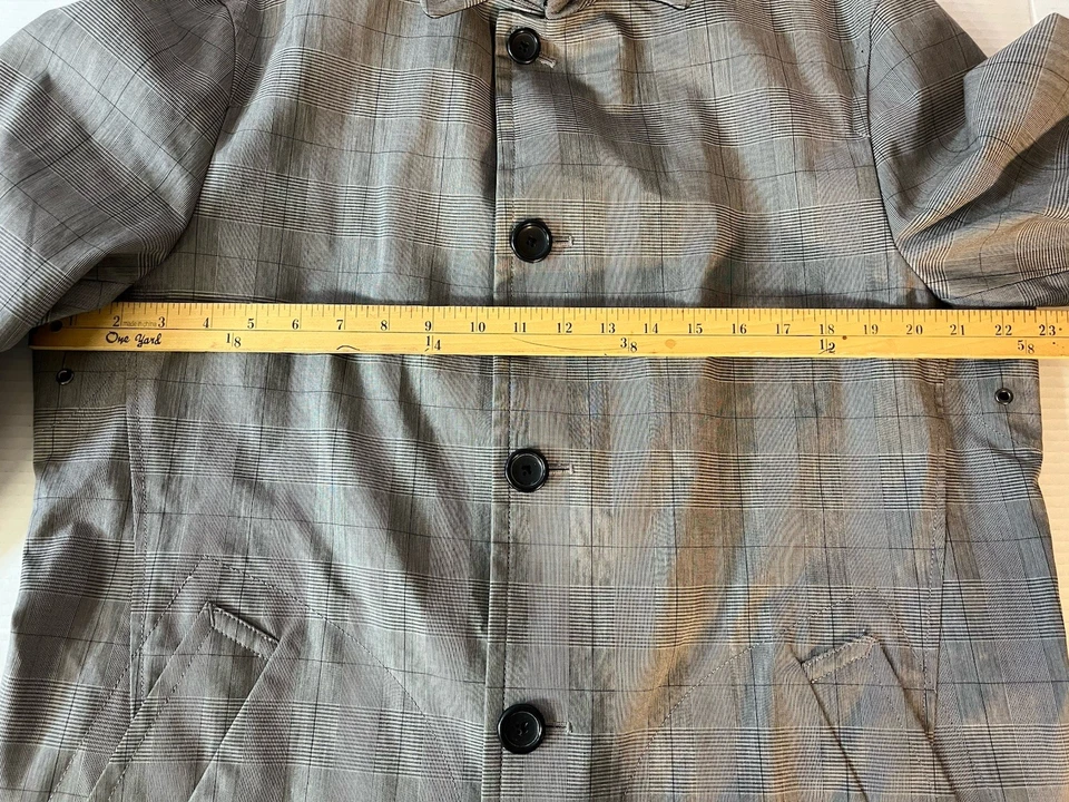 Banana Republic Nylon Black Plaid Rain Coat Lg - Image 4 of 4