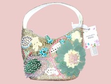    NWT Made In India Floral Sequin Gold Beaded Flower Handbag Clutch Purse VIRAL
