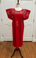 Sandra Midi Dress, Oaxaca Mexican dress. hand Embroidered. Silk Threads,