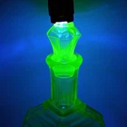 10" Vintage Anchor Hocking Uranium Glass Geometric Decanter & Stopper UV Nice!