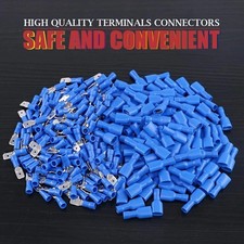 50 Pair Blue & Red Male Female Spade Crimp Electrical Terminal Wire Connector