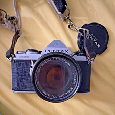 PENTAX ME Silver 35mm SLR Film Camera with SMC Pentax-M 50mm f/1.7 Lens Used